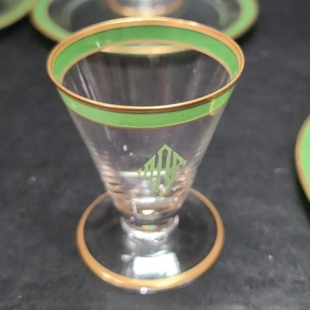 Mid-Century Modern Snack Plates, Set of 4,‎ Vintage Gold Trim Decor, Tableware